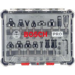 Bosch 2 607 017 472 - Set de Fresas Mixtas 15 Piezas, Carburo, para Madera, Vástago 8mm, DIN EN-847