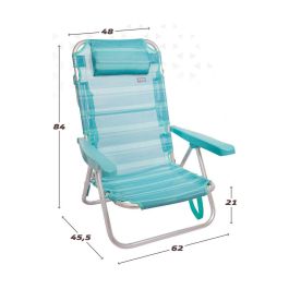 Silla playa plegable aluminio 5 posiciones mediterran 48x45,5x84 cm con asa.