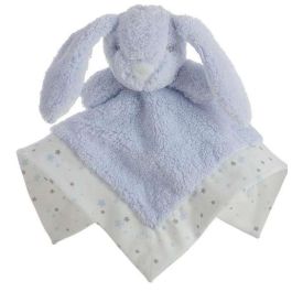 Dou-dou 30x30 + sonajero 16 cm conejo azul caja Dou-dou 30x30 + sonajero 16 cm conejo azul caja