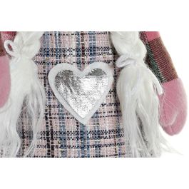 DKD Home Decor Figuras de Decoración Navideña Fantasía Poliéster Rosa Blanco 13x45x15 cm (Pack de 2 Unidades)