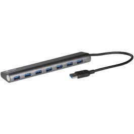 i-tec Concentrador USB 3.0 SuperSpeed de 7 Puertos, USB 3.2 Gen 1 Tipo-A, 5000 Mbit/s, Plata, Carcasa de Metal