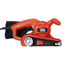 Black + Decker Lijadora de banda 720W 75x457mm. Rodillo pequeño para bordes, sup. lijado 75x150mm, centrado auto., bolsa de polvo.