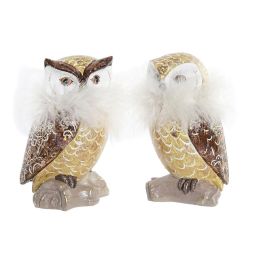Figura Navidad Tradicional DKD Home Decor Dorado Blanco 7.5 x 14 x 7.5 cm (2 Unidades)