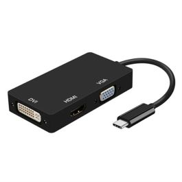 AISENS A109-0343 Base para Portátil y Replicador de Puertos USB-C a DVI/HDMI 4K/VGA, Negro