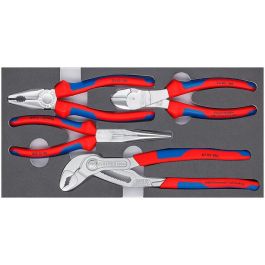 Knipex 00 20 01 V17 Juego de Alicates Basic Cromado 4 piezas, mangos azul/rojo, 1,23 kg