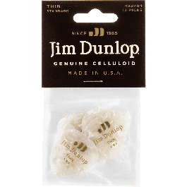 Dunlop Pack 12 Púas Guitarra Genuine Celluloid Blanco Perlado Thin