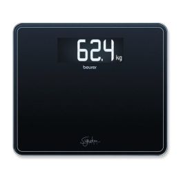 Beurer GS-410 Báscula Digital de Vidrio Negra con Pantalla LCD Grande, Capacidad 200 kg