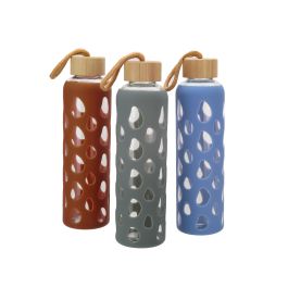 Inde Botella Agua Vidrio/Silicona 600 ml 7 x 7 x 25 cm