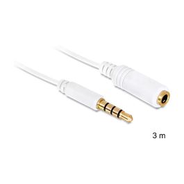 DeLOCK Adaptador de Audio, Cable Jack 6.35mm Macho a 3.5mm Hembra, 3m, Blanco
