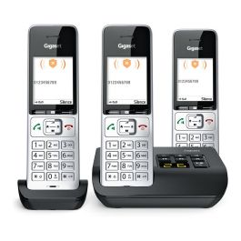 Gigaset COMFORT 500A trio Teléfono DECT/analógico con manos libres y contestador automático, Negro Plata