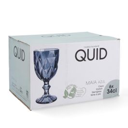 Quid Copa Vidrio Maia 34 cL (6 Unidades) Azul Con Relieve Fácil de Limpiar Higién Limpiar Apto Lavavajillas