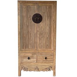 DKD Home Decor Armario Antik China Natural 52 x 180 x 88 cm Acabado Lacado Hecho a Mano 2 Cajones 2 Puertas