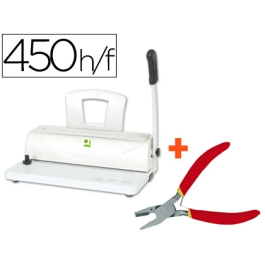 Q-connect Encuadernadora Espiral Perfora 10 Hojas A4, Encuaderna 450 Hojas Paso 5:1