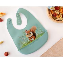 KioKids Babero de Silicona Ajustable para Bebé +6 Meses con Bolsillo Recogemigas, Diseño Ardilla Salvaje Color Salvia Precio: 8.954. SKU: B1C44QHW28