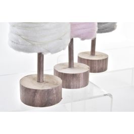 DKD Home Decor Árbol Navidad Fantasía Rosa Gris 42 cm Alto Poliéster Abedul (6 Unidades Surtidas)
