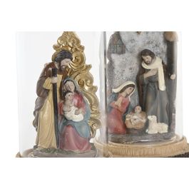 DKD Home Decor Nacimiento Navidad Tradicional Multicolor, 4 Unidades Surtidas, Led y Cristal, 10x10x21 cm, 2 Pilas AAA