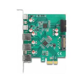 Delock Tarjeta de Expansión USB PCIe x1 con 3x USB-A 5 Gbps, 2x USB-C y 1x Conector Interno de 19 Pines, USB 3.2 Gen 1, PCI Express