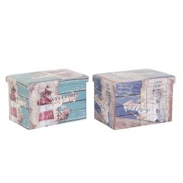 Caja Plegable Mediterraneo DKD Home Decor Multicolor 40 x 40 x 59 cm (2 Unidades)