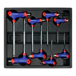 Workpro Llaves Allen Mango en T Cromo-Vanadio Ergonómico Antideslizante, 8 Piezas, 2-10 mm