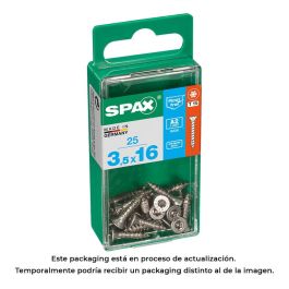 Spax 4197000350161 Tornillo Madera Cabeza Plana Inox A2 3,5x16mm Rosca Completa T-STAR Plus T15 4CUT Caja 25 Unidades Precio: 2.99207227. SKU: S7913836