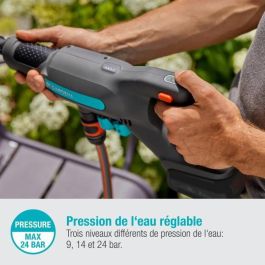 Gardena AquaClean P4A 18V/24 Hidrolimpiadora de media presión con autocebado y chorro ajustable 3 niveles