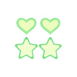 Pezoneras Peekaboo Verde Talla única Corazones Estrellas