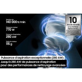 SAMSUNG BESPOKE AI Jet Lite Pet VS80F28ELP - Aspiradora Escoba Inalámbrica 770W, 60 min, 0.5L - Gris