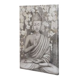DKD Home Decor Cuadro Oriental Buda Dorado Granate Lienzo Pino 2.7 x 80 x 60 cm (2 Unidades)