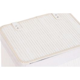 DKD Home Decor Cesto de Ropa Básicos de Bambú y Poliéster para Colada, Blanco, 30x46x40 cm - Set de 6
