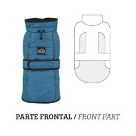 Nayeco Impermeable "La Tormenta Perfecta" para Perro, Protección Lluvia con Forro Polar, Diseño Sin Patas, Franjas Reflectantes, Azul 55 cm