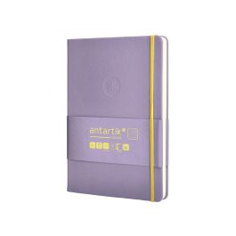 Cuaderno Con Gomilla Antartik Notes Tapa Dura A5 Hojas Cuadricula Morado Y Amarillo 100 Hojas 80 gr Fsc