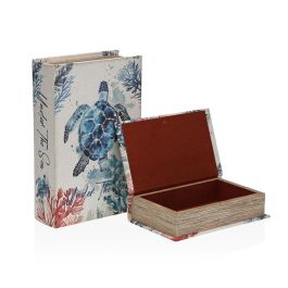 Caja Decorativa Versa Lienzo Madera MDF Libro Tortuga Caja Decorativa Versa Lienzo Madera MDF Libro Tortuga