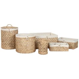DKD Home Decor Cesta Tropical de Jacinto de Agua Natural 45 x 30 x 55 cm - Set de 6 Piezas