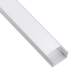 Greenice Perfil Aluminio para Tira LED Doble con Difusor Opal de 2 metros, incluye clips y tapones para empotrar o superficies