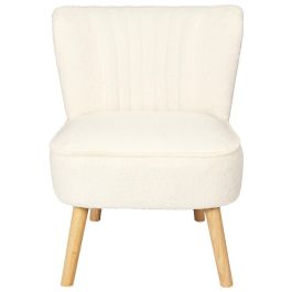 Home Deco Factory Silla Butaca Erika, Colección Natural, Tapizado de Rizo, Patas de Madera, 70x59x72 cm