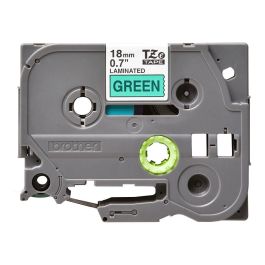 BROTHER Cinta laminada verde/ negro 18mm