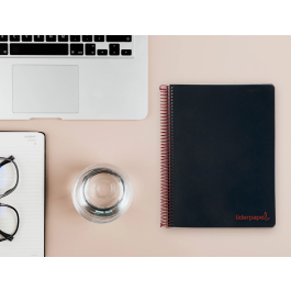 Liderpapel Cuaderno Espiral A5 Micro Wonder Tapa Plástico 120 Hojas 90gr Cuadro 5mm Negro