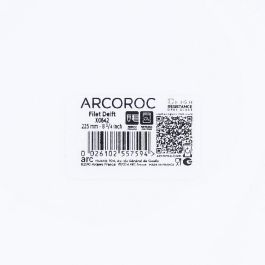 Arcoroc Set 6 Platos Hondos de Vidrio Templado 22,5 cm Blanco Rest. F/Azul Extra Resistente Apilable Apto Lavavajillas Microondas