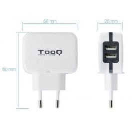 TooQ TQWC-1S02WT Cargador de Pared 2 Puertos USB-A con Control AI 5V 3.4A 17W para Móviles y Tabletas Blanco TooQ TQWC-1S02WT Cargador de Pared 2 Puertos USB-A con Control AI 5V 3.4A 17W para Móviles y Tabletas Blanco