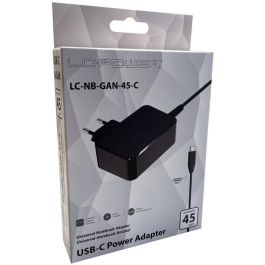 LC-Power LC-NB-GAN-45-C Cargador USB-C GaN 45W para Portátil, Adaptador de Corriente Alterna Negro
