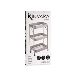 Carro 3 Alturas Plegable Gris Kinvara 29.5x78.5x45.5 cm, Acero y Plástico Carro 3 Alturas Plegable Gris Kinvara 29.5x78.5x45.5 cm, Acero y Plástico