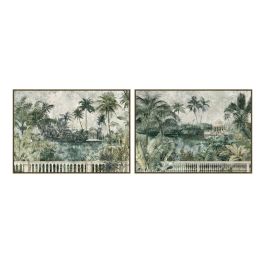 DKD Home Decor Cuadro Colonial Lienzo y PS Lago Palmeras Verde Azul 140x4x100 cm (2 Unidades) Precio: 188.50000004. SKU: B1BF9SR4WA