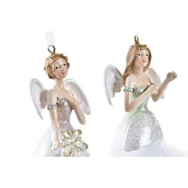 Decoracion Colgante Navidad Tradicional DKD Home Decor Blanco Dorado 4 x 7 x 6 cm (12 Unidades)