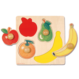 Goula Puzle de Madera Frutas 4 Piezas para Niños - Coordinación Ojo/Mano y Aprendizaje