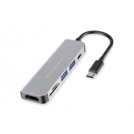 Hub USB Conceptronic 6 en 1 Gris Aluminio