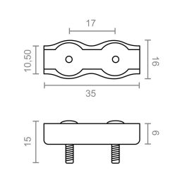 Edm Sujetacable Plano Doble sjt02 3 mm Galvanizado Blister 2 uds