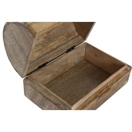 DKD Home Decor Caja de Mango Marrón Acabado Natural Redondeado Colección Softedges Urban 15x15x22 cm Set de 2