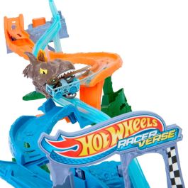Hot Wheels RacerVerse Jurassic World Truckset Jfp32 - Juego con Velocirraptor y Espinosaurio, 3 Resultados Aleatorios, Multilingüe (ES/EN/FR/DE/PT), +3 Años