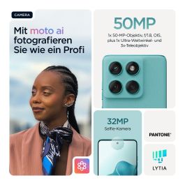 Motorola Edge 60 Fusion Smartphone 5G - 6.67" Pantalla Super HD 120Hz, 256GB Almacenamiento, 8GB RAM, Cámara 50MP, Carga TurboPower 68W, Batería 5200 mAh, Android 15, Color Turquesa