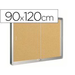 Q-connect Vitrina de Anuncios Marco Aluminio 900 x 1200 mm, Fondo Corcho, Puertas Correderas Cristal Precio: 513.49999965. SKU: B1DEJFL73M